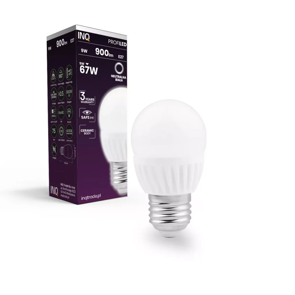 Żarówka LED E27 kulka 900LM z ceramiczną podstawą, doskonała wydajność i ochrona oczu w jednym, nadaje się do plafonów, lamp wiszących nad biurko z zabudowanym kloszem