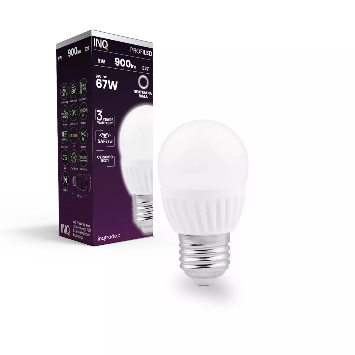 49932__render_LP102NW Żarówka LED E27 kulka 900LM z ceramiczną podstawą, doskonała wydajność i ochrona oczu w jednym, nadaje się do plafonów, lamp wiszących nad biurko z zabudowanym kloszem