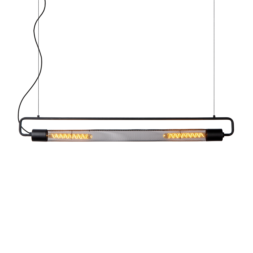 calixt-lampa-loftowa-wiszaca-0-lamperiaconcept Czarna lampa loftowa wisząca z dekoracyjną tubą z siatki, idealnie nadaje się na projekt wnętrza w stylu loftowym. Lampa loftowa nad wyspę kuchenną lub jako lampa wisząca czarna w kawiarni
