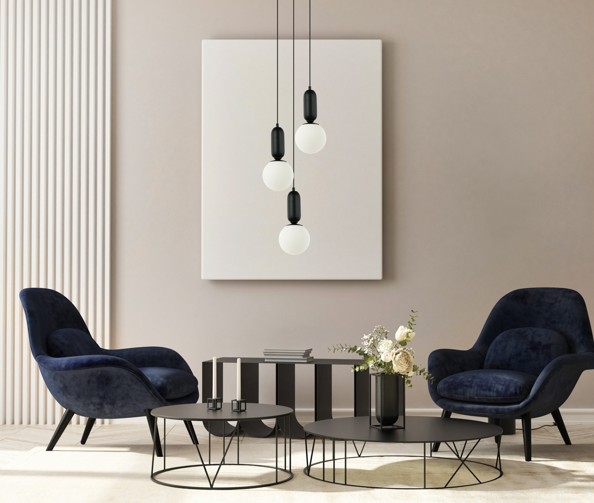 mock up poster frame in modern interior background, living room, Scandinavian style, 3D render, 3D illustration PND 02340 3S BK aranz