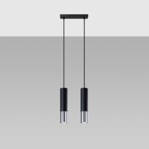 SOLLUX  - LOOPEZ BLACK&CHROME II LAMPA WISZĄCA PODWÓJNA RURKA