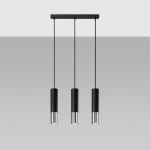 SOLLUX  - LOOPEZ BLACK&CHROME III LAMPA WISZĄCA RURKI LISTWA