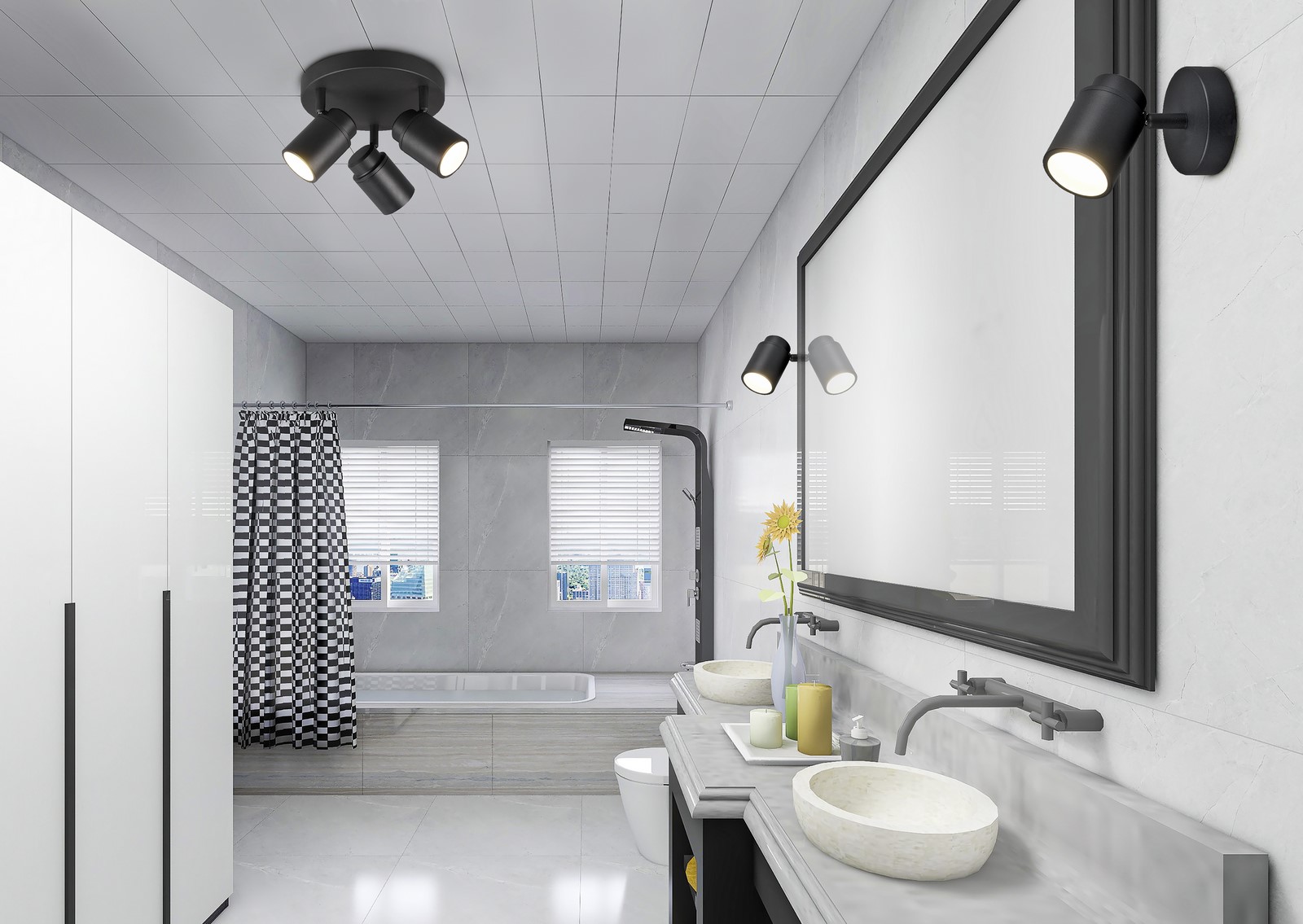 The clean and bright washroom is equipped with washstand, bathro aranC5Bcacja 880430332