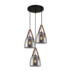 ITALUX – SOLTA III GREY SZKLANA LAMPA WISZĄCA RING