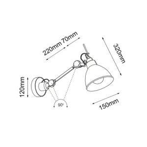 daisen k1 regulowany kinkiet nad lozko czarny wymiary lamperiaconcept