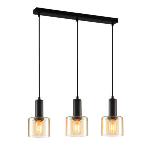 ITALUX – SANTIA III BK&GOLD LAMPA WISZĄCA LISTWA