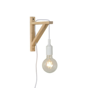 LUCIDE – FIX WHITE DREWNIANY KINKIET Z KABLEM