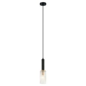ITALUX – PEROLA I SZKLANA LAMPA WISZĄCA DROBNO ŻŁOBIONA