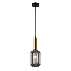 ITALUX – ANTIOLA M SMOKY GD LAMPA WISZĄCA RYFLOWANE SZKŁO