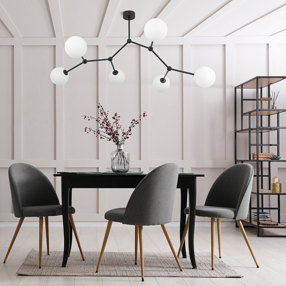 Beautiful dining room interior with new stylish furniture fairy 6 bk rozlozysta lampa modern lamperiaconcept