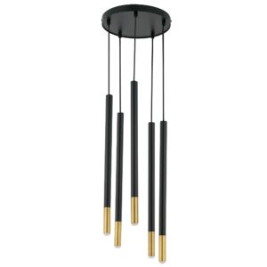 SIGMA LIGHTING – SOPEL DUE V BLACK LAMPA WISZĄCA RURKI ZE ZŁOTYM DETALEM