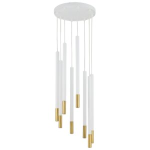 SIGMA LIGHTING – SOPEL DUE VIII WHITE LAMPA WISZĄCA RURKI ZE ZŁOTYM DETALEM