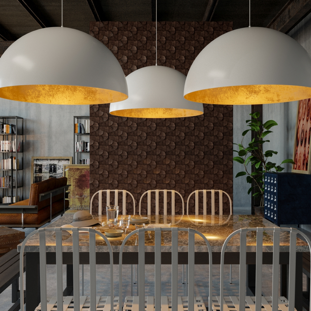 sfera-wh-gd-lampa-wiszaca1-lamperiaconcept Nowoczesne lampy Sfera nad stołem jako oświetlenie restauracji i każdej otwartej przestrzeni.
