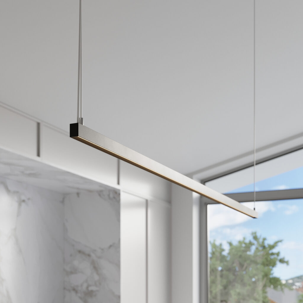 Minimalistyczna lampa nad stół liniowa czarna belka LED
