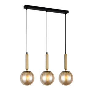 ITALUX – RAVENA III BRASS AMBER LAMPA WISZĄCA NA LISTWIE