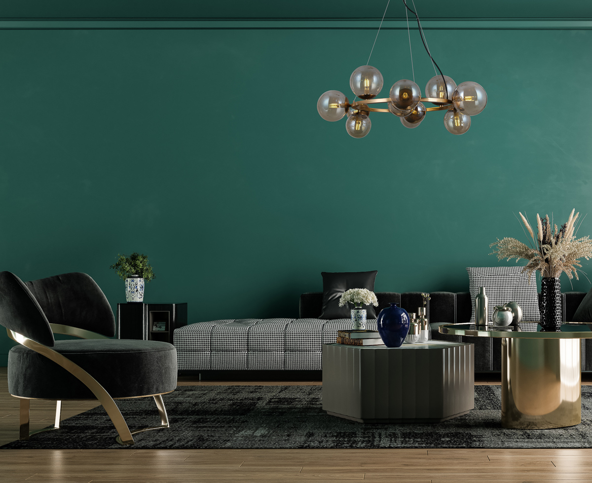 Modern interior design of upholstered furniture against the background of a classic wall. PND 30223 11A aranz