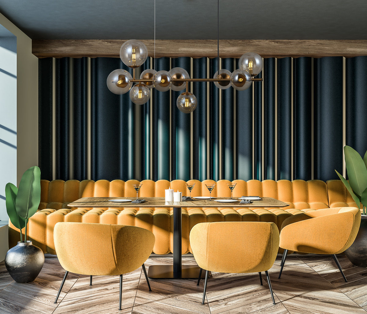 Luxury restaurant interior with laid tables PND 40423 10A aranz