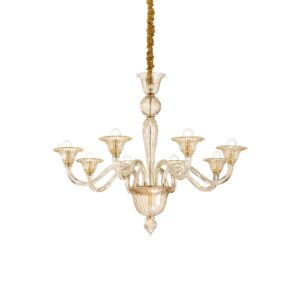 IDEAL LUX – BRIGITTA SP8 AMBRA KLASYCZNY SZKLANY ŻYRANDOL