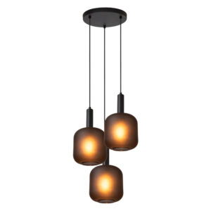 LUCIDE – ELOISE III CZARNA LAMPA WISZĄCA Z MROŻONEGO SZKŁA