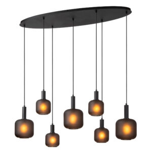 LUCIDE – ELOISE VII CZARNA LAMPA WISZĄCA Z MROŻONEGO SZKŁA