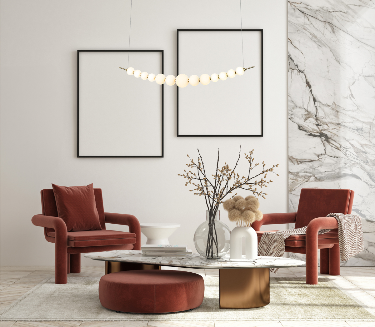 mock up poster frame in modern interior background, Art Deco style, 3D render PND 36472 37W 3K GD aranz