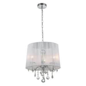 ITALUX – CORNELIA III WHITE LAMPA WISZĄCA Z ABAŻUREM NITECZKI