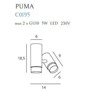 puma 2 spotlight czarno zlote tubki1 lamperiaconcept