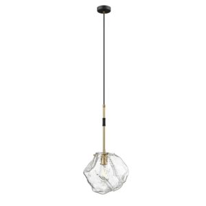 ZUMA LINE – ROCK BLACK MATT GOLD LAMPA WISZĄCA SZKLANY KAMIEŃ