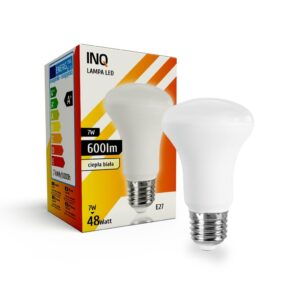 INQ – ŻARÓWKA LED E27 3K 600LM 7W GRZYBEK R63