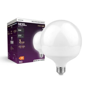 INQ – ŻARÓWKA LED E27 4K 1820LM 18W G120 MOCNE ŚWIATŁO