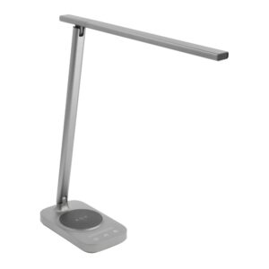 Bressi silver - lampka na biurko z ładowarką indukcyjną, ściemnialna z portem USB