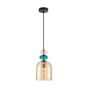 ITALUX – BUSCO B AMBER KOLOROWA LAMPA WISZĄCA ZE SZKŁA