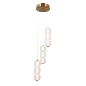 ITALUX – GANTI IX ZŁOTA LAMPA WISZĄCA LED OPALOWE KLOSZE