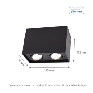 chloe czarna lampa punktowa prostokat wymiary lamperiaconcept