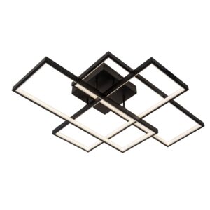 Czarna lampa sufitowa LED kwadraty, doskonałe połączenie jakości i ponadczasowy design, sprawdzi się w salonie, w pokojach nastolatów, jak również w gabinecie i biurze, Wysoka jakość materiałów, która wpisuje się w nowoczesne projekty wnętrz