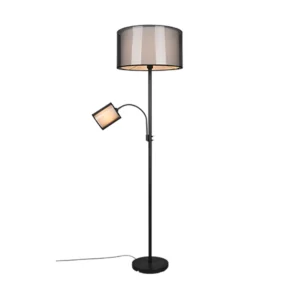 TRIO LIGHTING – BURTON CZARNA LAMPA STOJĄCA Z LAMPKĄ DO CZYTANIA
