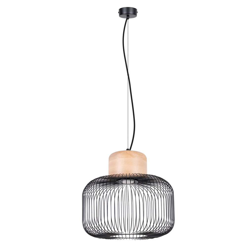 gabbia-35-czarna-lampa-druciana-z-drewnem-lamperiaconcept gabbia 35 czarna lampa druciana z drewnem lamperiaconcept