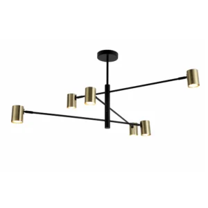 ZUMA LINE – PEDRO CZARNO ZŁOTA LAMPA SUFITOWA DO NISKIEGO SALONU