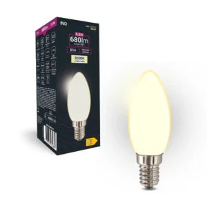 INQ – ŻARÓWKA MLECZNA E14 ŚWIECZKA C35 LED 3000K 680LM