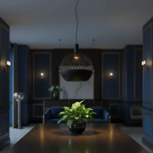 czarna metalowa lampa wiszaca druciana kula wizka lamperiaconcept