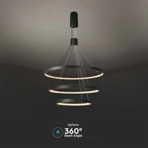 nowoczesna lampa led okregi potrojna czarna VT 7924 on lamperiaconcept