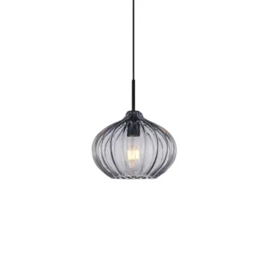 ITALUX – PANSOL I LAMPA RYFLOWANE SZKŁO DYMIONE WISZĄCA