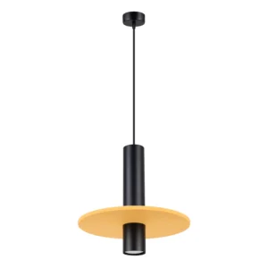 pelta czarna zolta lampa z filcu lamperiaconcept