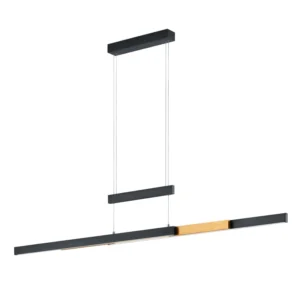 TRIO LIGHTING – TRAJAN 45W CZARNO ZŁOTA ROZSUWANA LAMPA OPUSZCZANA NAD STÓŁ