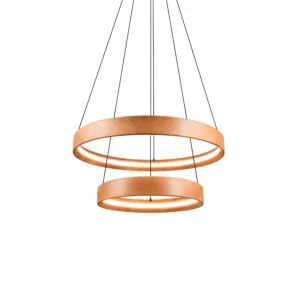 TRIO LIGHTING – LYNWOOD II DREWNIANA LAMPA RING LED WISZĄCA