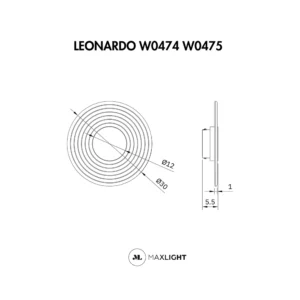 leonardo ryflowany kinkiet led okragly wymiary lamoeriaconcept