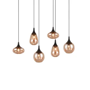 TRIO LIGHTING – LUMINA VI BURSZTYNOWA LAMPA WISZĄCA SZKLANA