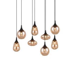 TRIO LIGHTING – LUMINA VIII BURSZTYNOWA LAMPA WISZĄCA SZKLANA