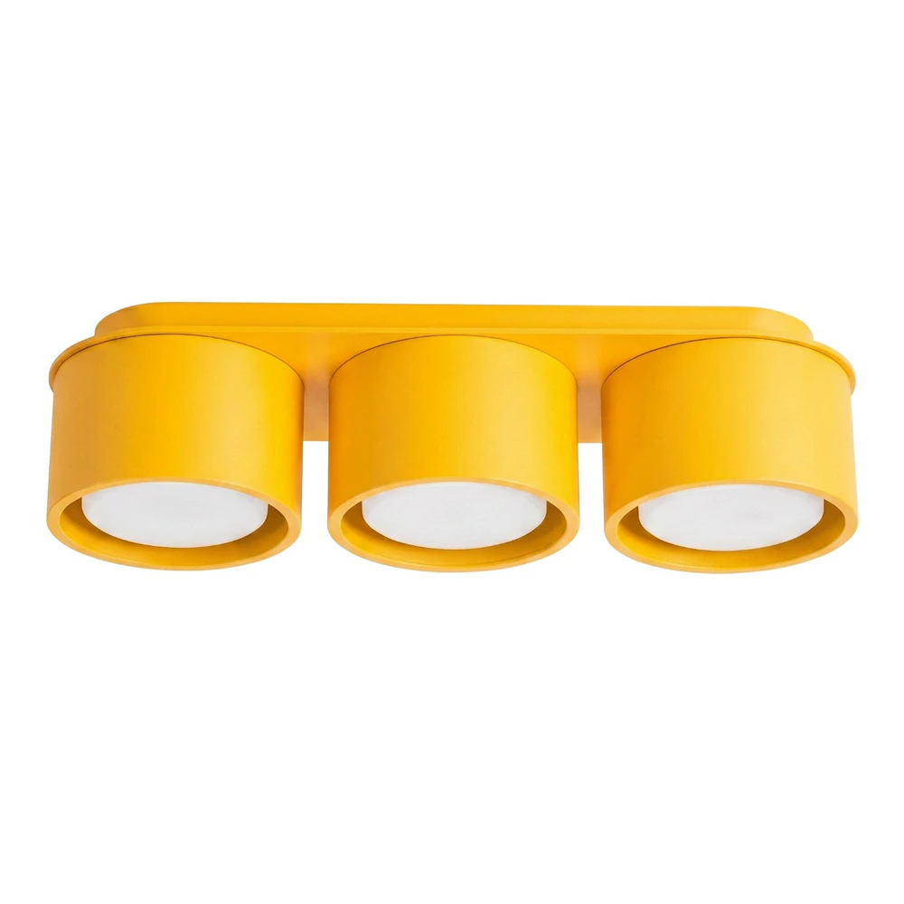 lampa sufitowa nad biurko potrójna z kolekcji Modo żółty plafon GX53 do pokoju salonu i na przedpokój.