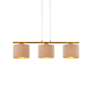 ariel 3 zloto bezowa lampa wiszaca z abazurami 0 lamperiaconcept